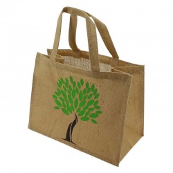 Sac en toile de jute motif nature 42x20x39 cm