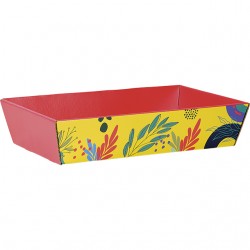 Corbeille en carton motif feuillage coloré 34x21x7.3 cm