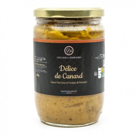 DELICE DE CANARD SAUCE FOIE GRAS ET FONDUE DE POIREAUX 600g